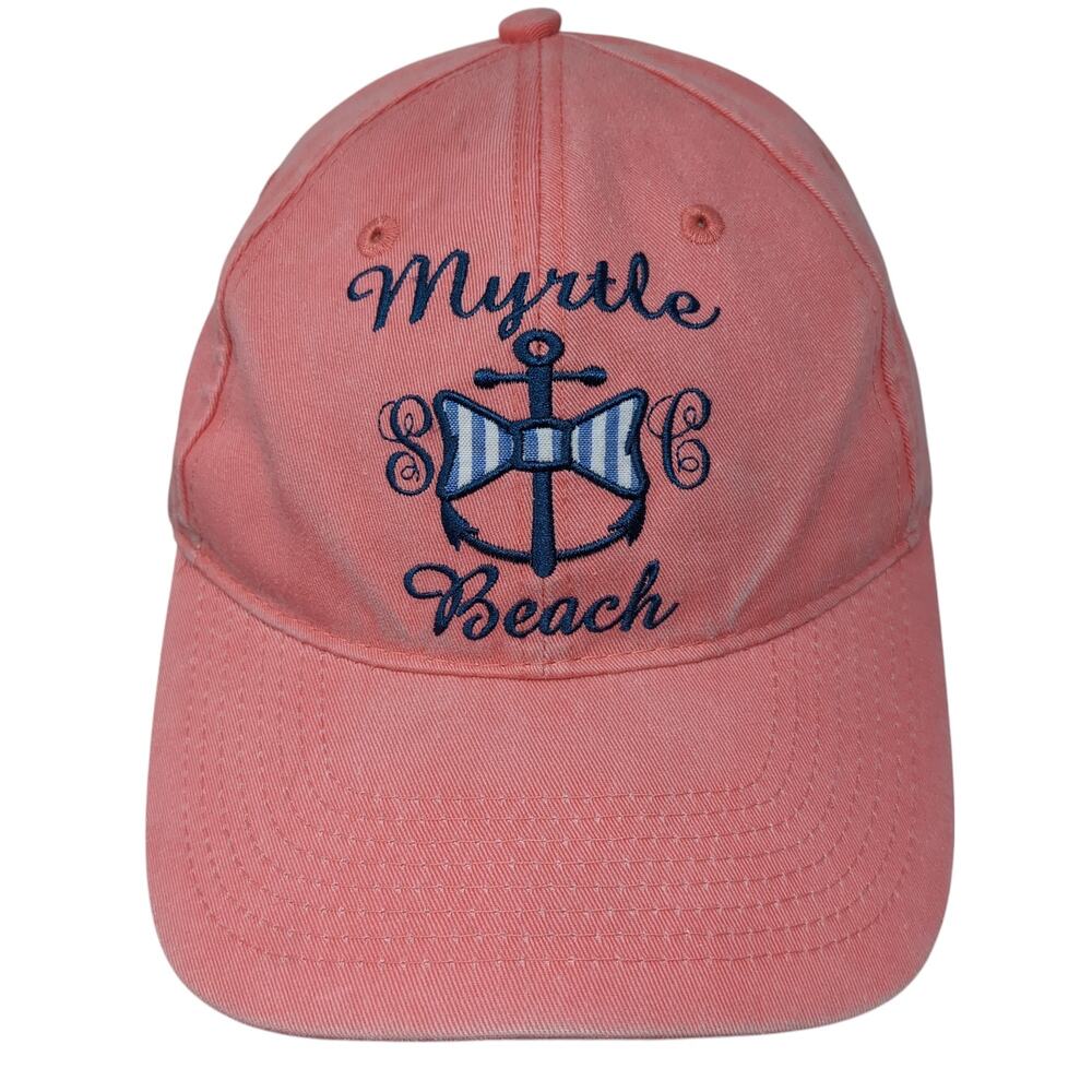 Myrtle Beach Anchor Ribbon Strapback Hat Pink One Size Adjustable